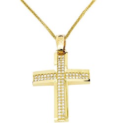 Χρυσός βαπτιστικός σταυρός Κ14 με αλυσίδα